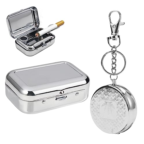 2 Piezas Cenicero Portatil, Mini Cenicero de Bolsillo con Llavero, Ceniceros Portátiles, Cenicero Portátil Sin Olor, Cenicero Portátil, Cenicero de Bolsillo Portátil para Hogar Oficina Viajar