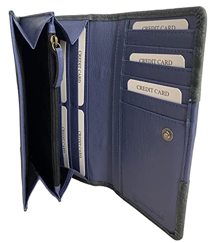 Baroncelli Leather Wallets For Women Size Large Capacity - Designer Floral Print Color Violet - Genuine Leather Wallet Compact With Zipper Pocket - Credit Card Holder For Womens #TOP2