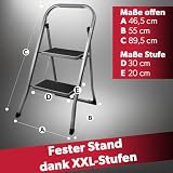 siwitec Klapptritt Trittleiter mit Holm Stahl 2 Stufen 150 kg anthrazit
