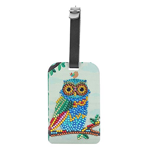 Etiquetas de bagagem com DIY em formato especial com pintura de diamante pássaros design de couro bo