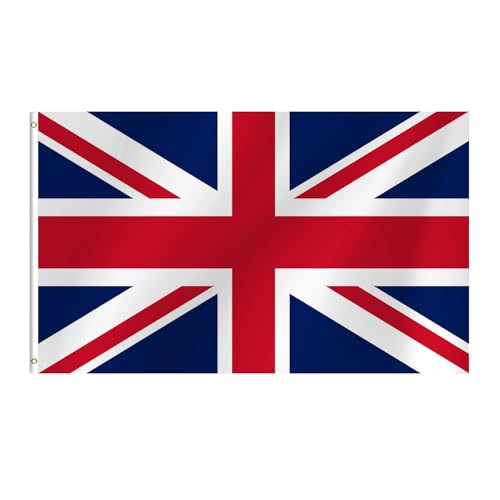British Flag 3x5 Ft UK Union Jack Flag Vivid Color Fade Resistant With Brass Grommets for Party Parades Sports Events Patriotic Holidays Outdoor Indoor Decorations
