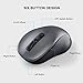 WisFox 2.4G Wireless Mouse for Laptop, Ergonomic Computer Mouse with USB Receiver and 3 Adjustable Levels, 6 Button Wireless Mice for Windows Mac PC Notebook (Grey)