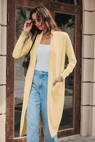 Image of GRACE KARIN Essential Solid Open Front Maxi Long Knitted Cardigan Sweater for Women