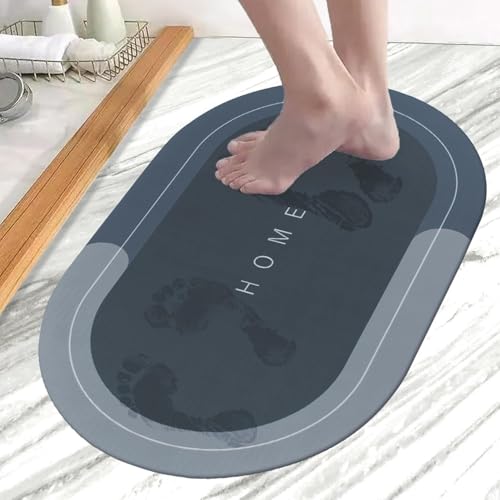 Image of Rubber Bath Mat 4 MM,Anti-Skid Water Soaking Bathroom Rug Door,Floor mat, Soft Quick Dry Water Absorbent Mat for Home Office 40x60cm- Blue
