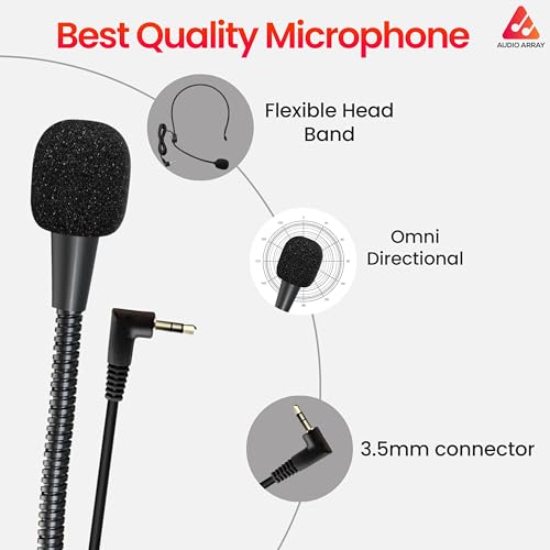 Image of Audio Array Wired Voice Amplifier for Teachers 2026 Edition | Bluetooth 5.3 | Mic for Teaching with 10W Speaker, Tour Guides | 10Hrs Battery Life |1 Click Monitoring | TWS Connectivity AM-W47 Wired