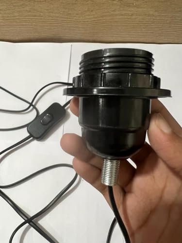 Image of E27 2-Pin Plug-In Light Fitting Hanging lantern cord with Switch & vintage Edison Buld Holder Socket, Black, 2 m Long Flexible Power Cable for Multipurpose Uses