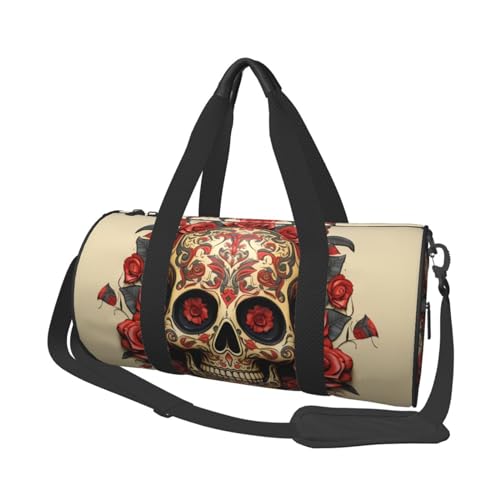 Sac fourre-tout pour voyage et yoga en toile à motif crâne en sucre rose
