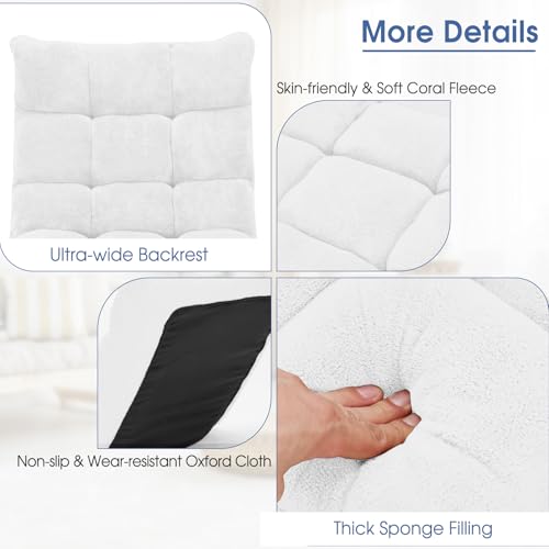Image of Giantex Floor Chair with Back Support, 14 Adjustable Position, Padded Sleeper Bed, Couch Recliner, Folding Gaming Floor Chairs for Adults, Living Room, Bedroom, Yoga, Meditation, White