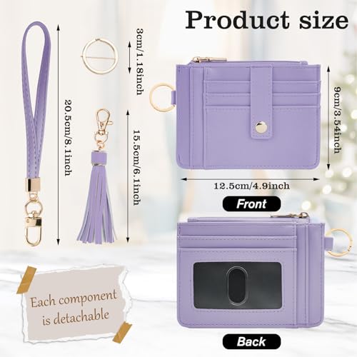 Image of KNGITRYI Small Wristlet Wallets for Women RFID Credit Card Holder Wallet Keychain Wristlet Wallet Credit Card Wallets for Women (Purple)