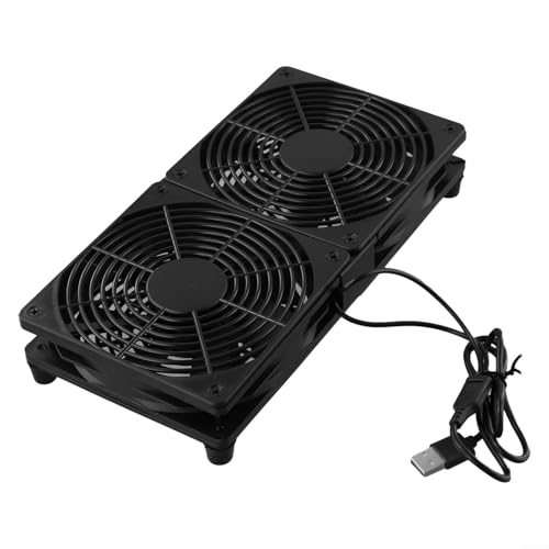 Ventilador dual alimentado por USB de 120 mm 5 V con rodamientos de bolas dobles y bajo ruido de 19 dBA, alto flujo de aire de 2000 rpm, solución de refrigeración para enrutador, PC, portátil