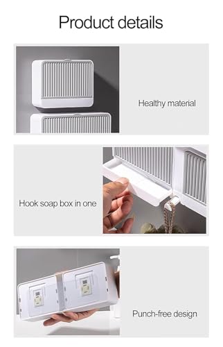 Image of SAHAJ Enterprise Plastic Creative Wall Mounted Double Bar Bathroom Soap Box Holder Soap Dish with Drainage Box Soap Box with Lid Single, Double Grid Soap Draining Rack (3, 2 Lid)