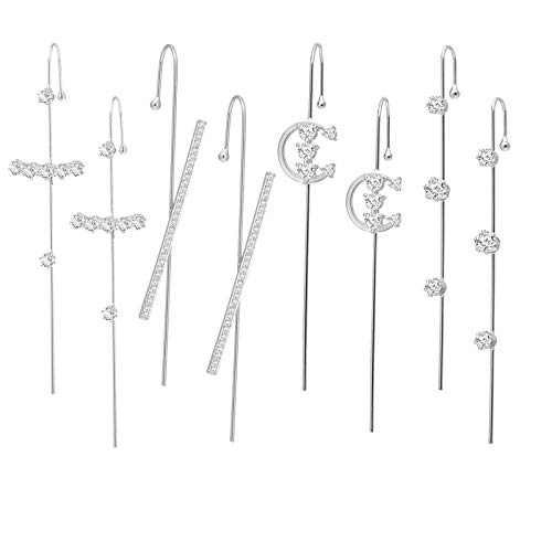 choice of all 4Pairs Ear Cuff Wrap Crawler Hook Earrings for Women Girls Unique Long Earrings Hypoallergenic Stud Climber Earrings (Ear wrap-S)