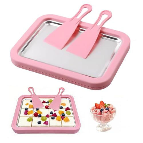 Rolled Ice Cream Maker Kit with Spatulas (Pink)