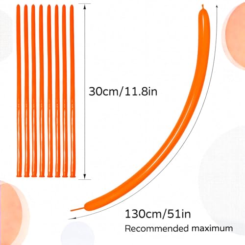 Image of 260 Orange Long Balloons for Balloon Garland Thickening Skinny Latex Twisting Animals Modeling Christmas Birthday Wedding Party Festival Decorations 100pcs