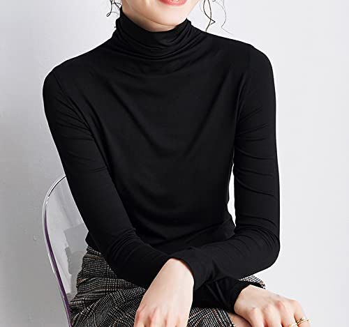 Womens Soft Cotton Long Sleeve Mock Turtleneck Shirts Tops Stretch Underscrubs Layer Tee Tops4