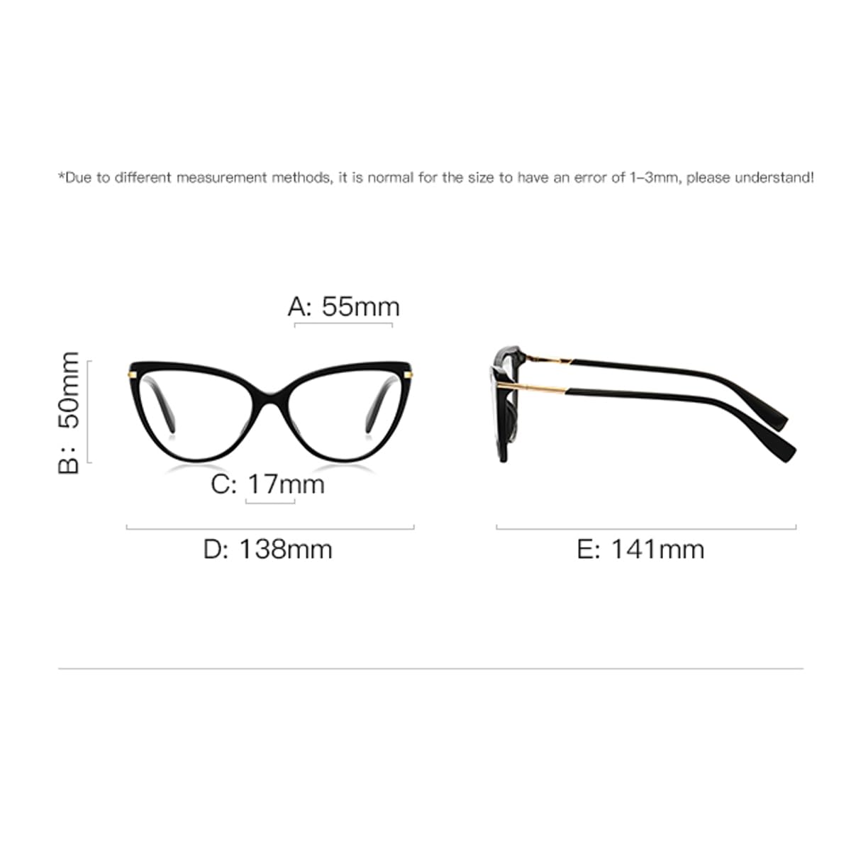 Blue Light Blocking Glasses Women Fashion Eyeglasses Cat Eye Glasses Frame TR90 Eyewear Half Metal