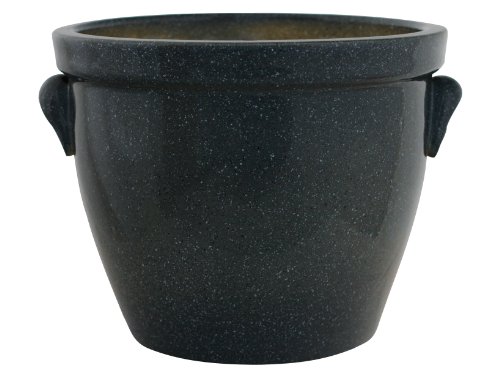 Pflanzgefäß/Blumentopf/Pflanzkübel Venus II mit Henkel, 19 x 15 cm, Granit aus Steinzeug-Keramik (hochwertiger als Steingut)