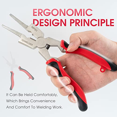 Image of YESWELDER 8 inch MIG Welding Pliers with Rentention Chain, Anti-Rust and Durable High-Carbon Steel, All-In-One Multifunctional MIG Pliers for Professional Welding