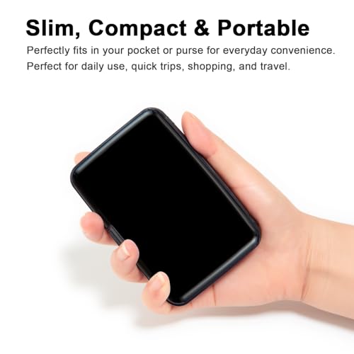 Image of Credit Card Holder Small RFID Blocking Wallet Business Metal Slim Mini Aluminum Hard Case for Women Men Gift, Solid Black, small, Minimalist, Compact, American