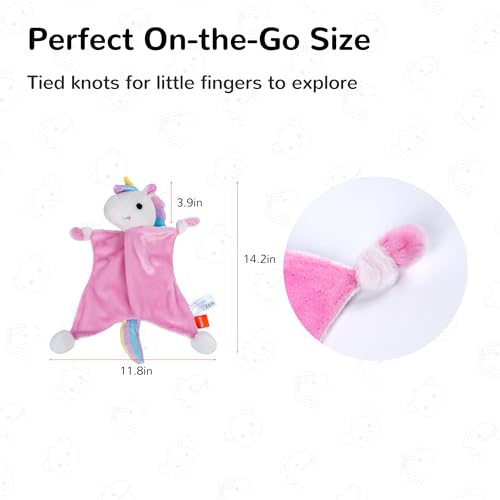Image of Baby Security Blanket, Soft Lovey Unisex Snuggle Toy Stuffed Animal, Square Sensory Lovie, Newborn Essentials Gift for Boys and Girls (Dreamiecone)