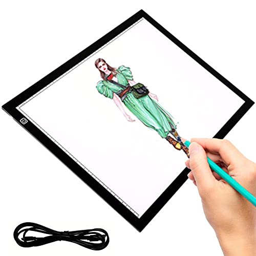JANRON A3 Tracing Light Box, Mesa de Luz de Dibujo LED de Luz Regulable Almohadilla, Caja Portátil Ultradelgada Tablero de Copia con Cable USB para Animacion Tatoo Dibuja Cover