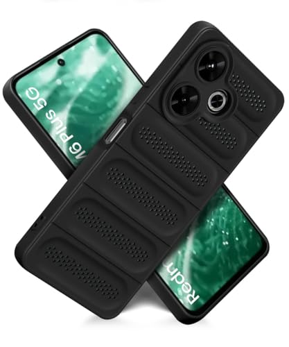 Image of WOW IMAGINE Ultimate Silicone Back Cover Case for Mi Redmi 13 5G | Poco M6 Plus 5G | Heat Dissipation Thin Soft TPU | 360 Camera Protection | Breathable Cooling Holes - Pitch Black