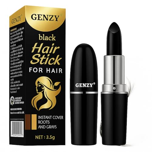 Image of Genzy Natural Black Hair Color Stick for Men & Women | Instant Grey Root Coverage | Waterproof, Sweat-Proof Temporary Hair Dye | Long Lasting Matte Finish, 3.5g