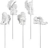 Toyvian 5pcs Decorative Angel Garden Stakes Miniature Resin Jupiter Angel Figurine Sculpture Small Memorial Statue for Potted Plants Fairy Garden Accessories