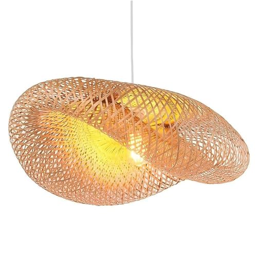 Lampe suspendue Geometry Bamboo Light 60 cm en bambou tressé pour salle à manger