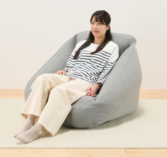 エアーソファ ビーンバッグ インフレータブルソファ チャコール 幅95&times;奥行き95&times;高さ72.5cm ポリエステルファイバー (グレ