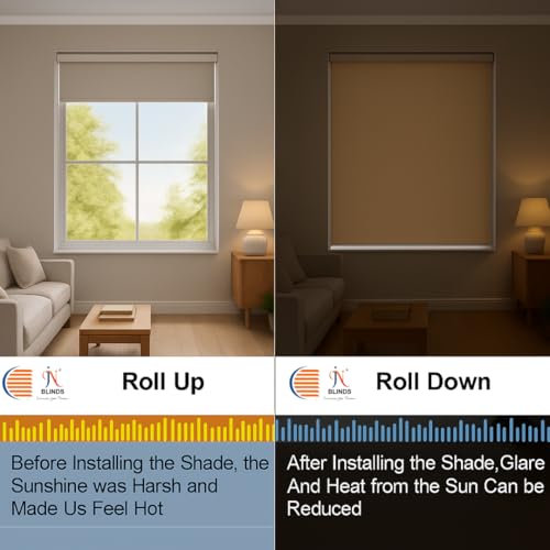 Image of 100% Blackout Roller Blinds for Windows | UV Protection & Thermal Insulated Fabric | Privacy Window Shades for Home & Office | Easy Install