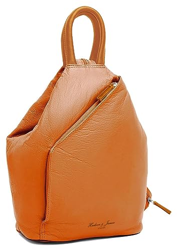 Sac à bandoulière en cuir véritable fait main Hudson & James jaune style vintage