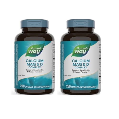 Nature's Way Calcium Magnesium & Vitamin D3 Complex, 250 Capsules (Pack of 2), Supports Healthy Bones & Teeth, Muscle Function & Relaxation, Gluten Free