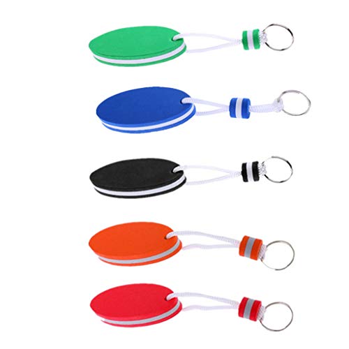 image for Dongyue 5 Pieces Durable Oval Floating Key Ring Boat Keychain Float Su