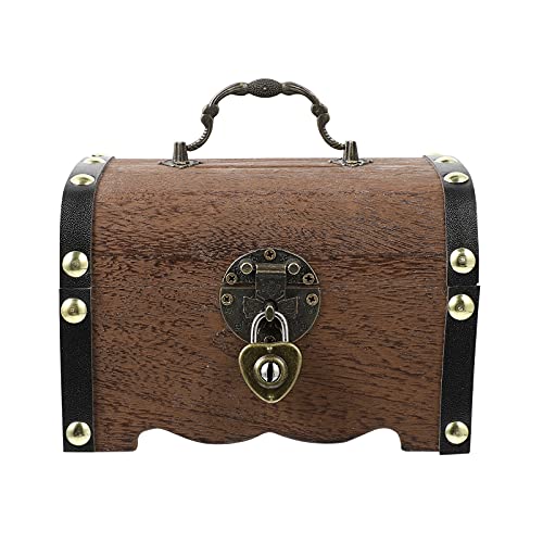 Veemoon Vintage Schatzkasten Dekorative Hölzerne Geld Aufbewahrungsbox Sparschwein Organizer Hölzerner Schatzkoffer mit Schloss für Kinder Und Erwachsenen Cover