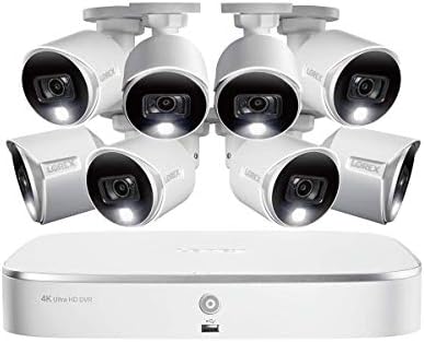 Lorex 4K Security Camera System, Ultra HD Indoor/Outdoor Bullet Cameras with Motion Detection, Color Night Vision & Smart Home Compatibility, 2TB 8 Channel Wired DVR, 8 Cameras