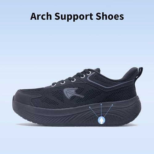 RomenSi Wide Toe Box Shoes Women Walking Tennis with Arch Support Orthotic Sneakers for Plantar Fasciitis US 6-113