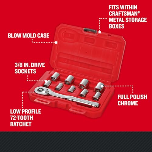 CRAFTSMAN Mechanics Tool Set, Metric, 3/8 Inch Drive, 10 Piece (CMMT34564) image 2