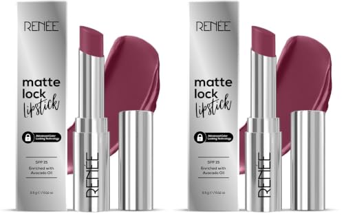 Image of RENEE Matte Lock Lipstick - Indie, Moisturizing, Long Lasting & Weightless Formula, Intense Color Pay Off with Ultra-Matte Finish, Enriched with Avocado oil, Vitamin E, D & Beta-Carotene, 3.5 Gm