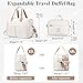 Expandable Personal Item Travel Duffle Bag Weekender Bag for Women Men, Overnight Hospital Carry on Bag with Toiletry Bag for Airplanes Travel Business Trips Sport,Beige & Brown