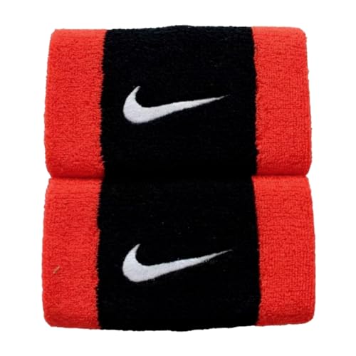 Nike Premier Doublewide Wristbands (1 Pair) - Stretchy, Comfortable fit - Absorbent Fabric Helps Keep Your Hands Dry. (Picante Red/Black)