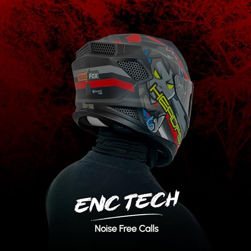 Image of HEADFOX N2F Shady Full Face Bluetooth Helmet for Bike | Waterproof Smart Helmet for Men & Women | ISI Certified | Built-in Bluetooth & LED Lights | Matte & Gloss Finish