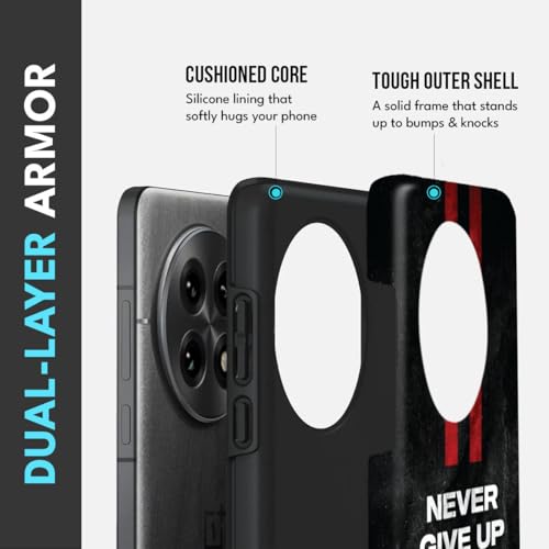 Image of MILLION CASES Back Cover Case for OnePlus 12 Scratch Resistant Anti-Slip Polycarbonate Shockproof Protective Durable Never Give Up Crystal Case for Men & Boys