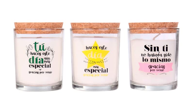 Lote 10 a 50 Velas Frases Gracias por Venir - Velas para Bodas, Detalles bodas mujeres originales, Comuniones (30)