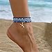 Blue Adjustable Anklets Set for Women, Dainty Statement Bead Anklet Non Tarnish, Fashion Beach Seashell Starfish Pearl Foot Jewelry, Anniversary Birthday Valentine's Day Gifts.