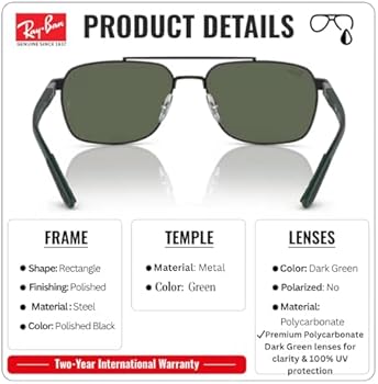 Ray-Ban RB3701 rectangle shape SUNGLASSES Eyewear Kit Bundle