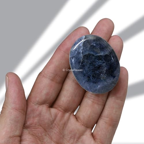 Image of Crystal Heaven Iolite Crystal Palm Pebbles Stones For Anxiety Stress Relief Massage - Aaa Grade Original Healing Gemstone Agate Palm Stone For Yoga Meditation Spiritual Reiki Feng Shui