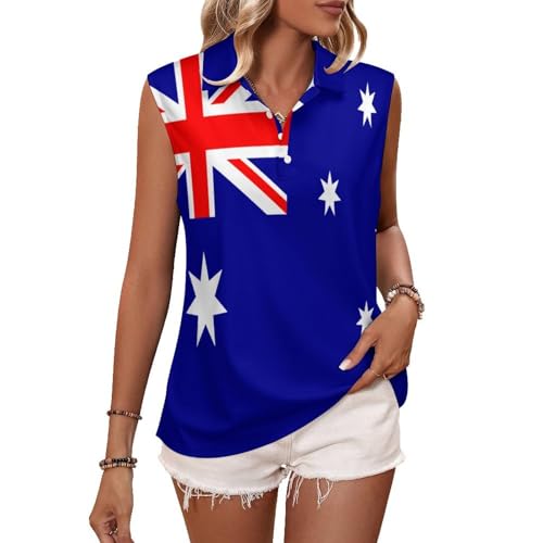 Polo sin mangas para mujer con diseño de Australia para fitness y tenis