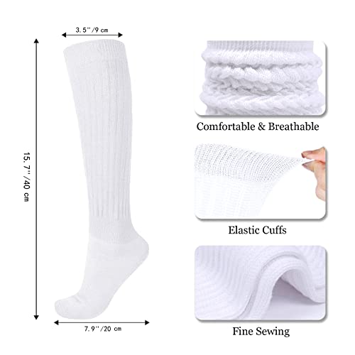Flydo Womens Slouch Sock Scrunch Socks Soft Long Boot Socks For Women Stacked High Sock 2 Pack White #TOP2