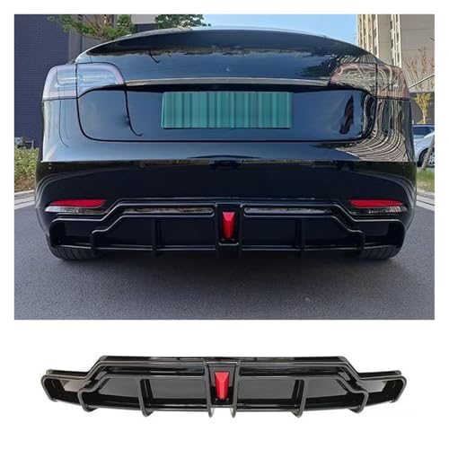 Lèvre de pare-chocs arrière Tesla Model 3 spoiler diffuseur carbone noir laqué - 3